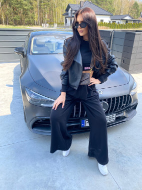 Eko kožená bunda s černými knoflíky, černá Gomma 09, 26