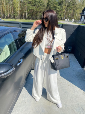 Eko kožená bunda s černými knoflíky, krémová Gomma 09, 26