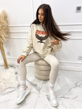 Mikina s dlouhým rukávem s orlí pískově béžovou barvou Polima 108